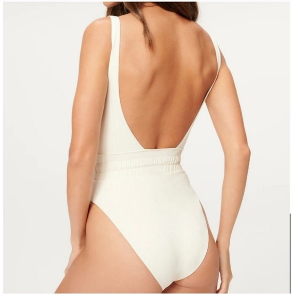 Good American Waist Framer One-Piece Swimsuit Drawstring Ivory 4 US Large/X-Larg - Picture 3 of 10